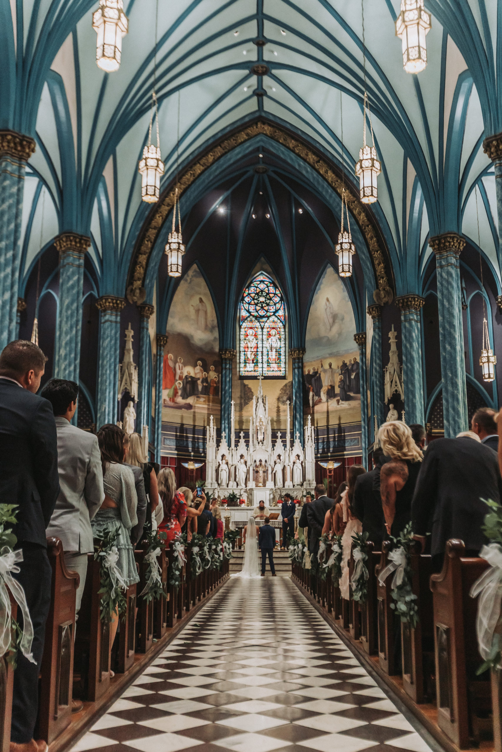 beautiful-Catholic-church-in-Cincinnati-OH-bride-and-groom-on-their-wedding-day